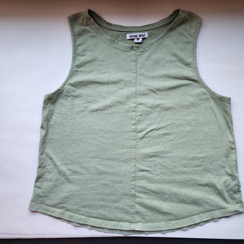 Mya & Nu 100% Cotton Sleeveless Olive Green Top - Picture 3 of 10
